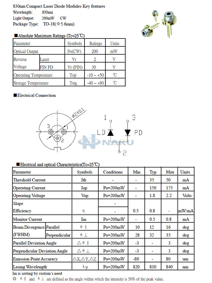 830nm ir laser diode